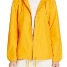 $258 Eileen Fisher Sz M Mango Yellow Hooded Zip Up Drawstring Waist Rain Jacket