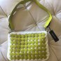 BERGE LIME GREEN LEATHER White Nylon purse Shoulder Bag VINTAGE NEW
