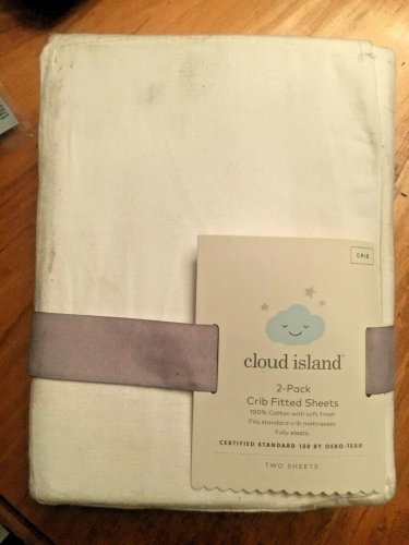 Cloud Island&acirc;�&cent; Solid White Crib-Fitted Sheets, 2 Pack, Two Sheets