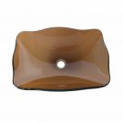 Novatto TIS-317T Tea Fluted Oblong Glass Vessel Bathroom Sink NEW