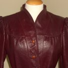 70s Oxblood Leather Belted Jacket with Mandarin Collar by Le Soleil