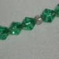 Emerald Faceted Glass Bead Necklace Sparkle Green Clear Feminine Dainty Silver Chain Elegant Chic