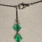 Emerald Faceted Glass Bead Necklace Sparkle Green Clear Feminine Dainty Silver Chain Elegant Chic