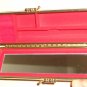 Orange Chinese Brocade Jewelry Box Organizer Asian Gold Paisley Floral Compact Mirror Case