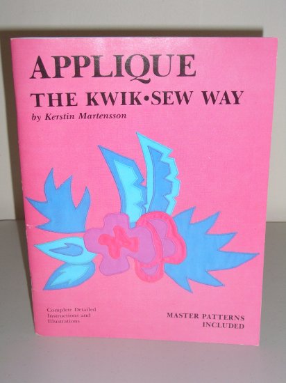 1988 Kwik Sew Applique Pattern Book Vintage 80s Craft