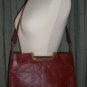70s Oxblood Matte Leather Purse Shoulder Handbag with Gold Tone Handles