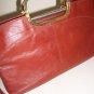 70s Oxblood Matte Leather Purse Shoulder Handbag with Gold Tone Handles