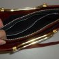 70s Oxblood Matte Leather Purse Shoulder Handbag with Gold Tone Handles