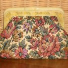 Floral Roses Metallic Tapestry Clutch Lucite Frame Vintage Purse Handbag