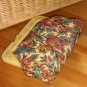 Floral Roses Metallic Tapestry Clutch Lucite Frame Vintage Purse Handbag