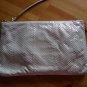 80s Grey Snakeskin Leather Purse Envelope Clutch by Elano