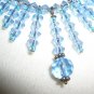 Light Blue Icicles Necklace Dainty Shiny Glittery Sparkle Glass Beads Avant Garde Flirty Feminine
