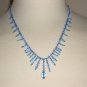 Light Blue Icicles Necklace Dainty Shiny Glittery Sparkle Glass Beads Avant Garde Flirty Feminine