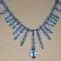 Light Blue Icicles Necklace Dainty Shiny Glittery Sparkle Glass Beads Avant Garde Flirty Feminine