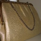Metallic Gold Vintage Clutch Purse Gold Tone Kisslock Frame Evening Handbag