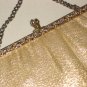 Metallic Gold Vintage Clutch Purse Gold Tone Kisslock Frame Evening Handbag