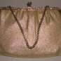 Metallic Gold Vintage Clutch Purse Gold Tone Kisslock Frame Evening Handbag