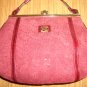 Vintage Burgundy Logo Suede Purse Kisslock Frame Handbag Made in Spain