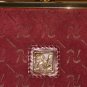 Vintage Burgundy Logo Suede Purse Kisslock Frame Handbag Made in Spain