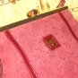 Vintage Burgundy Logo Suede Purse Kisslock Frame Handbag Made in Spain