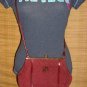 Vintage Burgundy Logo Suede Purse Kisslock Frame Handbag Made in Spain