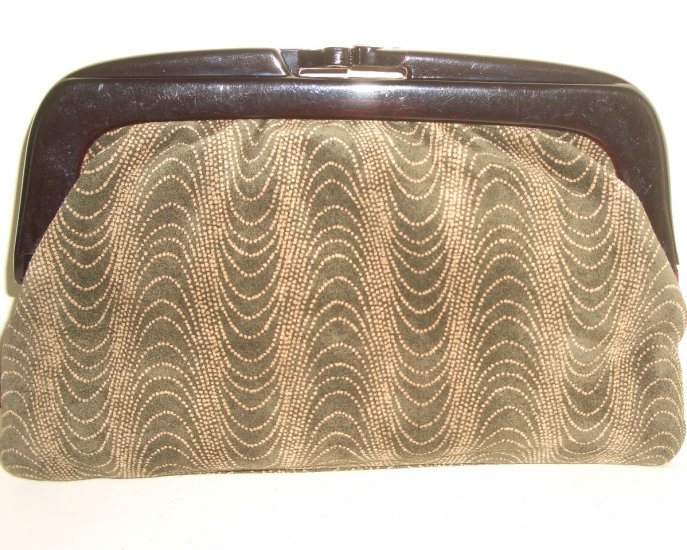 Mod Brown Suede Clutch Purse Lucite Frame Vintage Made in Italy