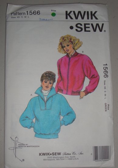 1986 Kwik Sew Jacket Pattern 1566 All Sizes Uncut Women's Fleece Jackets