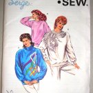 80s Glam Ladies Sweatshirts Sizes Xs-L Retro Uncut Kwik Sew Pattern 1631 Women's Tops Applique