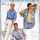CUT Vintage 80s Men's Casual Shirt Euro Size 40 Burda 6319 Batwing Button Hawaiian Cruise Shirt
