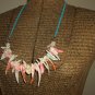Amazon Shells Hippy Boho Necklace with Turquoise Suede Lacing Beach Retro Bohemian Island Funky Chic
