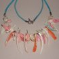 Amazon Shells Hippy Boho Necklace with Turquoise Suede Lacing Beach Retro Bohemian Island Funky Chic