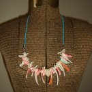 Amazon Shells Hippy Boho Necklace with Turquoise Suede Lacing Beach Retro Bohemian Island Funky Chic