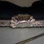 Black Satin Vintage Clutch Purse Silver Rhinestone Kisslock Frame Evening Handbag Retro Peau De Soie