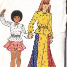 Girls' Flared Skirt Blouse Size 14 Uncut 70s Butterick Pattern 3601 Flared Gored Skirt Ruffled Top