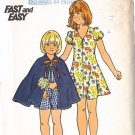 Vintage Girls' Dress and Cape Size 12 Uncut Retro Butterick 4080 Flared Dress Little Red Riding Hood
