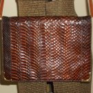 Tobacco Snakeskin Leather Clutch Purse Retro 70s Chic Femme Ladylike Handbag by La Belle Montreal