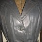 Hipster 70s Grey Leather Jacket by Cosa Nova Vintage Mod Retro Notched Collar Pleated Belted Coat