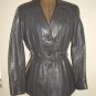 Hipster 70s Grey Leather Jacket by Cosa Nova Vintage Mod Retro Notched Collar Pleated Belted Coat