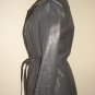Hipster 70s Grey Leather Jacket by Cosa Nova Vintage Mod Retro Notched Collar Pleated Belted Coat