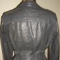 Hipster 70s Grey Leather Jacket by Cosa Nova Vintage Mod Retro Notched Collar Pleated Belted Coat