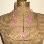 Pink Cotton Candy Baubles Necklace Chunky Oval Plastic Beads Silver Tone Chain Matinee Pendant