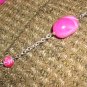 Pink Cotton Candy Baubles Necklace Chunky Oval Plastic Beads Silver Tone Chain Matinee Pendant