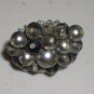 Smoky Grey Vintage Clip-on Earrings Elegant Retro Chic Charcoal Faux Pearls Glass Beads Clusters