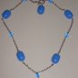 Periwinkle Candy Baubles Necklace Chunky Oval Blue Beads Matinee Length Charm Mod Glamour Chic