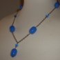 Periwinkle Candy Baubles Necklace Chunky Oval Blue Beads Matinee Length Charm Mod Glamour Chic