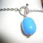 Periwinkle Candy Baubles Necklace Chunky Oval Blue Beads Matinee Length Charm Mod Glamour Chic