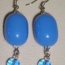 Periwinkle Blue Candy Baubles Earrings Chunky Oval Beads Dangle Charms Flirty Mod Glamour Chic