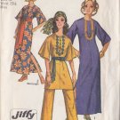 CUT 70s Hippy Dashiki Gown and Pants Size 12 Simplicity 9101 Bohemian Boho Hostess Mod Chic Ensemble