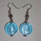 Aqua Blue Frosted Candy Earrings Chunky Round Pretty Dangling Glass Beads Elegant Feminine Charming