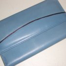 Smooth Leather Steel Blue Checkbook Clutch Wallet Classic Elegant Mod Retro Made in Canada Renwick